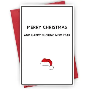 Funny Christmas Card, 1/3/5 Counts Happy New Year Card, Holiday Card with Envelope, Ideal Holiday Gift for Family, Spouse, Girlfriend, Greeting Card