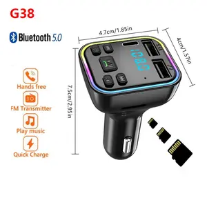 FM Transmitter Car Bluetooth Adapter, Wireless Radio Music Adapter Car Kit with 2 USB Charging, Audio Receiver Car Charger MP3 Player, LED Display Hands-Free Calling Support U Disk & TF Card