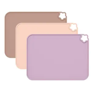 Silicone Placemat for Toddles Kids Non-Slip Reusable Portable Kids Placemats for Dinning Table Heat Resistant Placemats, Baby Placemat Stain Resistant Silicone Mat for Dining Table 3 Pack