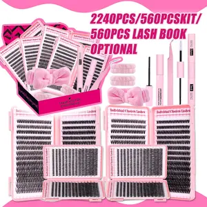 Large Capacity Eyelash Cluster Set, DIY Mixed Lash Clusters Kit, DIY Eyelash Extensions, 30D & 40D Natural Lashes Kit, Volume Individual Lashes, Long-Lasting Waterproof False Lashes， Includes Bond&Seal &Remove&Eyelash Tweezers &Hair Band
