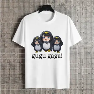 Cute Penguin Meme T-Shirt, Funny Goo Goo Gaga Style Graphic Tee, Soft Cotton Short Sleeve Shirt, Casual Streetwear Top, Unisex Summer Tee, Birthday Gift, Holiday Gift, Gugugaga, Gugu Gaga Endfield Anime Penguin Tee