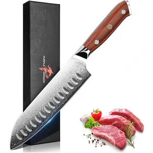 Purple Dragon 7" Damascus Santoku Knife – VG10 Steel with Gift Box