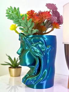 Aurora Prism Goddess Planter: Color-Changing Woman Face Vase