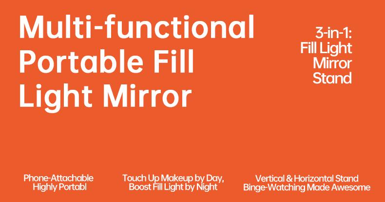 Professional Magnetic Fill Light Mirror, 49 LEDs, Front/Rear 360° Fill, 3 CCT (Warm/Natural/White), Vert/Horiz Stand, Long Battery, Portable Selfie Mirror w/ Universal Joint for Makeup, Vlog, Food Photo
