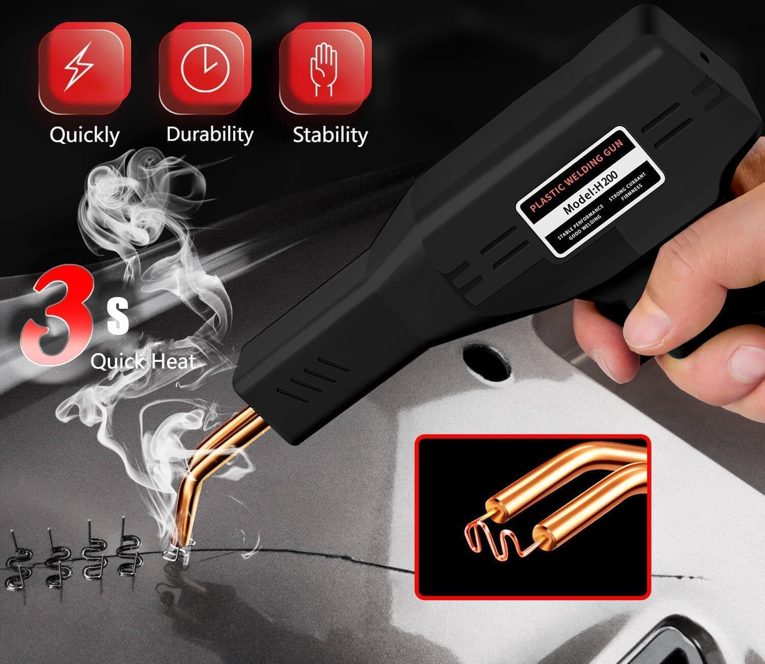 220W Plastic Welder, 1200PCS Staples 40PCS Rods Plastic Welding Kit, 5 in 1 Welding Tips Tape Sandpaper Wire Mesh Stand Metal Brush Screwdriver Plastic Welder Kit Bumper Repair Kit 220W Plastic Welder, 1200PCS Staples 40PCS Rods Plastic Welding Kit, 5 in 1 Welding Tips Tape Sandpaper Wire Mesh Stand Metal Brush Screwdriver Plastic Welder Kit Bumper Repair Kit
