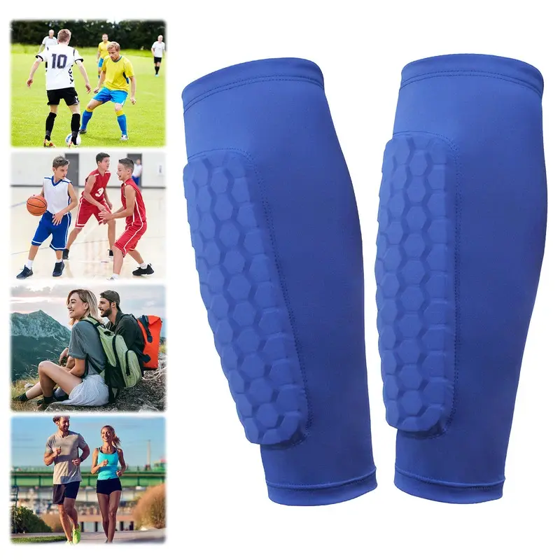 Ergonomic Honeycomb Shin Guards, Lightweight & Breathable Nylon Fabric with Impact-Absorbing Foam Padding, Unisex Fit for Adult & Kid Soccer Players