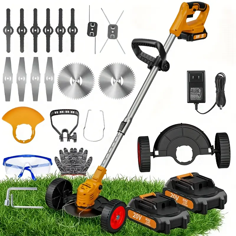 HANWISE Portable Home Wireless Electric Lawn Mower, Yard Weeder/wireless Lawn Mower, Equipped With 3 Blade Sizes And Two High-capacity Lithium-ion Batteries, Powerful, Multiple Gifts, Suitable For Lawns, Yard Gardens, Gifts For Fathers And Husbands