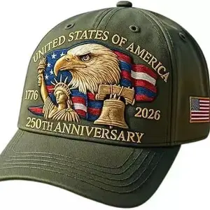 American 250th Anniversary 2026 Cap 3D Embossed Eagle Liberty Bell USA Patriotic Commemorative Hat Adjustable Snapback with Flag Patch for Independence Day Celebrations SummerVibes