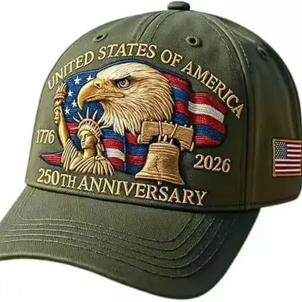 2026 American 250th Anniversary Commemorative Baseball Hat, Patriotic Snapback with 3D Embossed Eagle-Bell Design for Independence Day, Hats