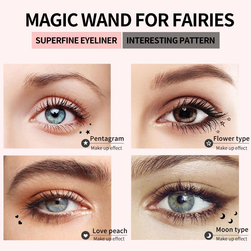 Dual-Head Eyeliner Pen with Stamp – Smudge-Proof Waterproof Eyeliner Pencil, Quick-Drying Liquid Liner for Cat Eye & Creative Makeup Decoration