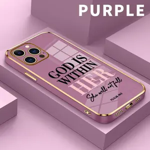 Glossy Plating Soft Silicone TPU Protective Casing Cover for iPhone 11-17, 14 Plus, 15 Pro Max, 16 - Divine Inner Strength Printed, Shockproof, Anti-Oil Smartphone Accessory