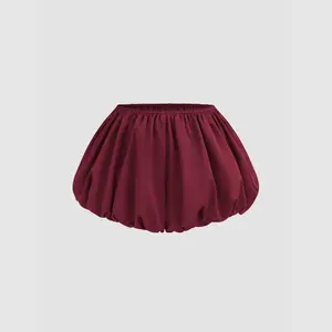 Cider [3 colors, size 0-10] Woven Mid Rise Solid Bubble Hem Micro Shorts