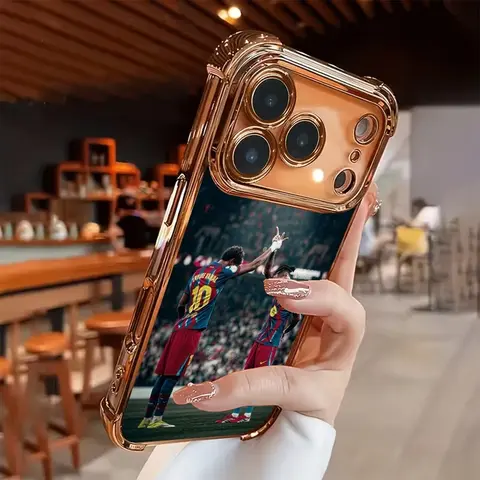 Football-Inspired Smartphone Case - New Electroplated Transparent TPU Airbag Anti-Drop Cover, Soft Flexible Feel, Simple Fashionable Shockproof Protective Phone Accessory, Ideal Smartphone Gear for iPhone 17 Pro Max,16,15,14,13,12,11 Cellphone Gift