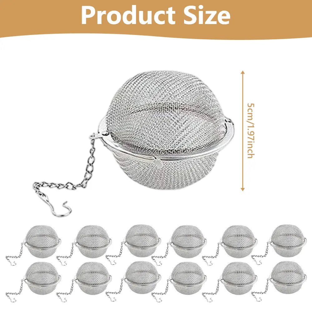 12 pcs Stainless Steel Mesh Tea Ball Extra Fine Mesh Tea Infuser Reusable Durable Tea Filter Metal Tea Bag for Chamomile, Black Tea, Herbal