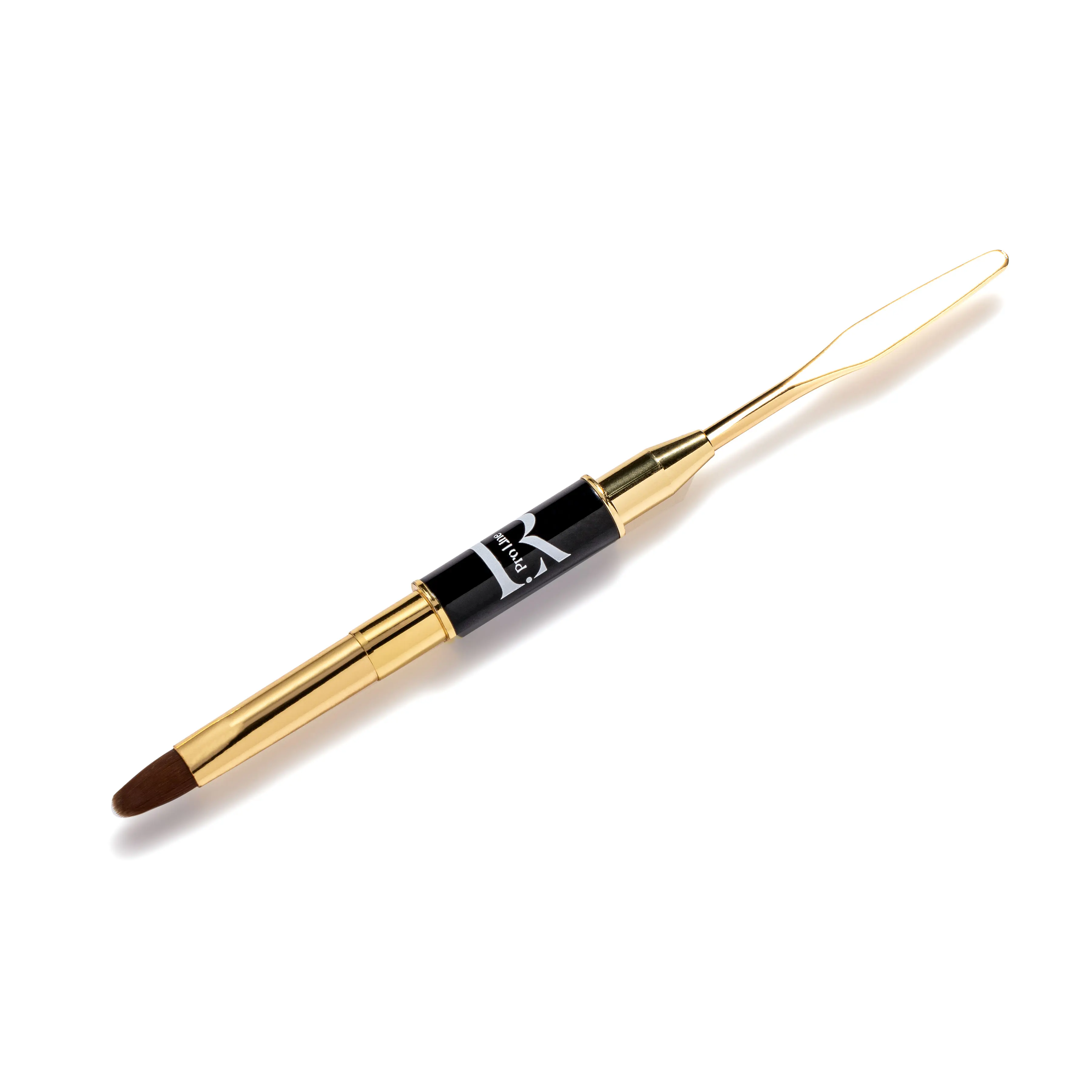 LR PRO LINE Dual-Ended SculptPro Gold Edition Brush - Lightweight Stainless Steel Smoothing Manicure Tool, Single Manicure Accessories for Polygel Nails, Nail Care Design Tools