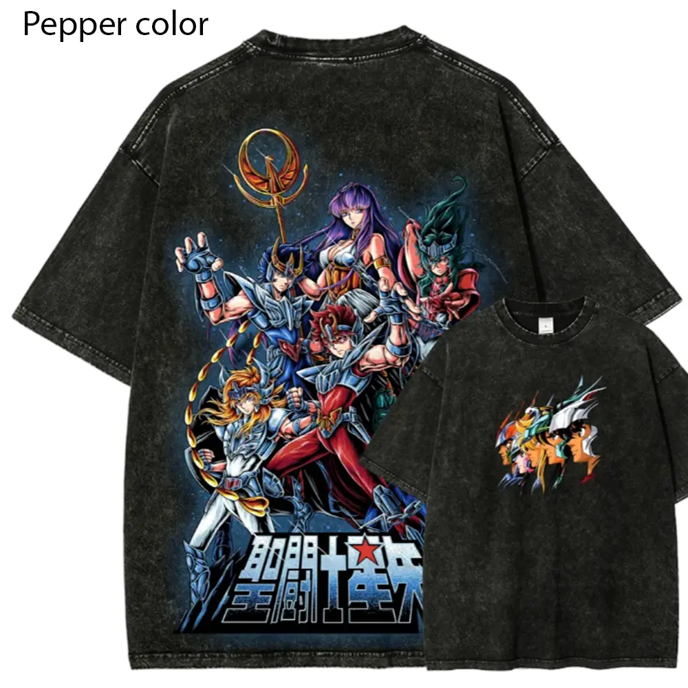 Saint Seiya Knights of the Zodiac T-Shirt, Retro Anime Graphic Tee, Unisex Fit Washed Shirt, Classic Anime Design, Gift for Saint Seiya Fans, Vintage Style Unisex Tee, Trending T-shirt