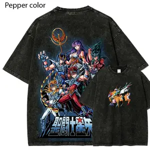 Saint Seiya Knights of the Zodiac T-Shirt, Retro Anime Graphic Tee, Unisex Fit Washed Shirt, Classic Anime Design, Gift for Saint Seiya Fans, Vintage Style Unisex Tee, Trending T-shirt