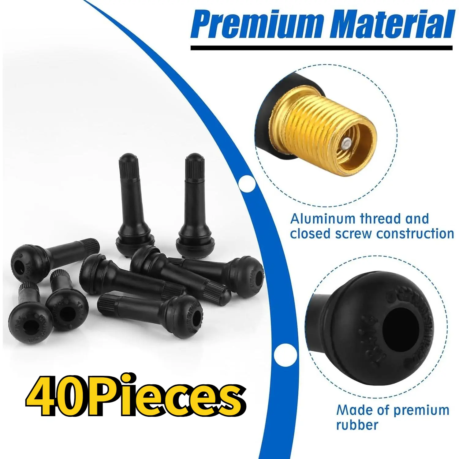 40Pieces TR414 Universal Aluminum Alloy Tire Valve Stem, Precision Machined, Corrosion Resistant, Valve Core, with Valve Caps Included, for Cars, Motorcycles, Trucks, and Bikes - Home Improvement.