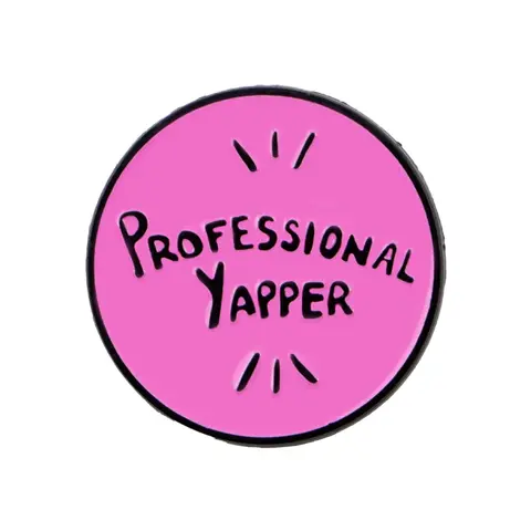 Professional Yapper" Cartoon Letter Brooch Pin Set, Metal Lapel Pin, Cute Fashion Badge Design, Perfect Accessory for Men & Women Shirts Jackets All Seasons, Pin Included