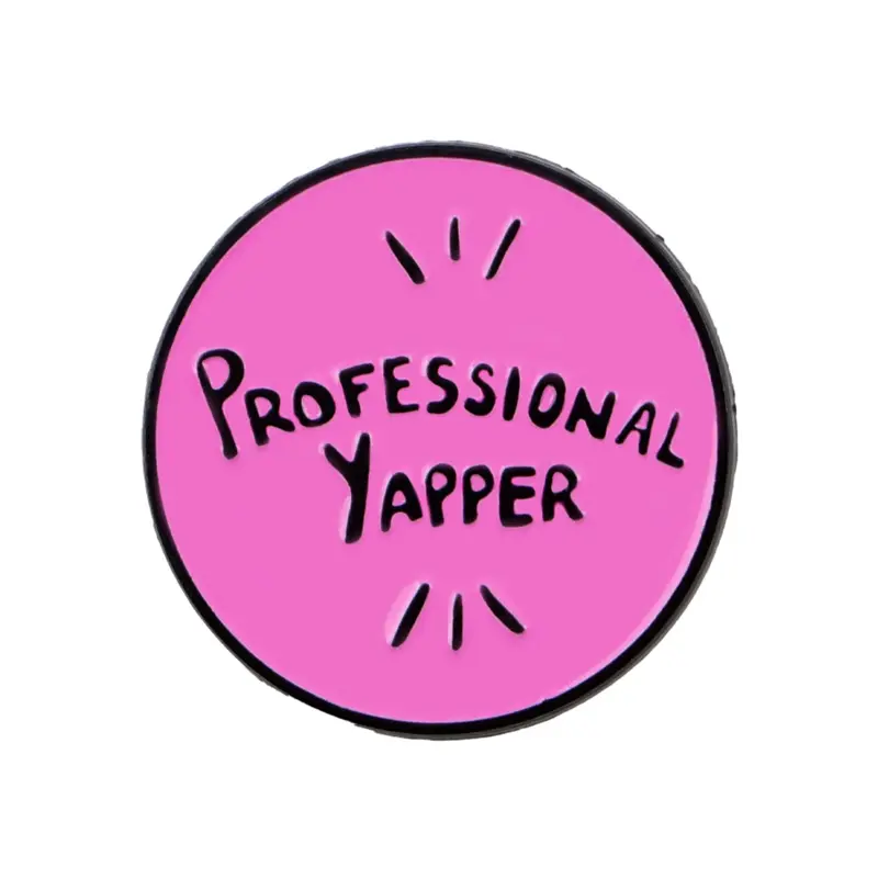 Professional Yapper" Cartoon Letter Brooch Pin Set, Metal Lapel Pin, Cute Fashion Badge Design, Perfect Accessory for Men & Women Shirts Jackets All Seasons, Pin Included