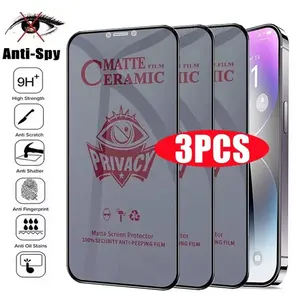 3 pack Matte Privacy Ceramic Protective Screen Protectors for iPhone 17/16/15/14/13/12/11 Pro Max/Pro/Plus/17 Air/16e/XR/XS MAX/X/XS,Upgraded Edge Protection, Anti-scratches,Strong Anti-fingerprint,Anti-peeping