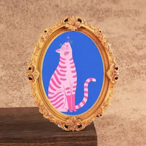 Vintage Oval Mini Frame Refrigerator Magnet, Creative Cat and Butterfly Design, Fun Home Decor, Perfect Holiday Gift