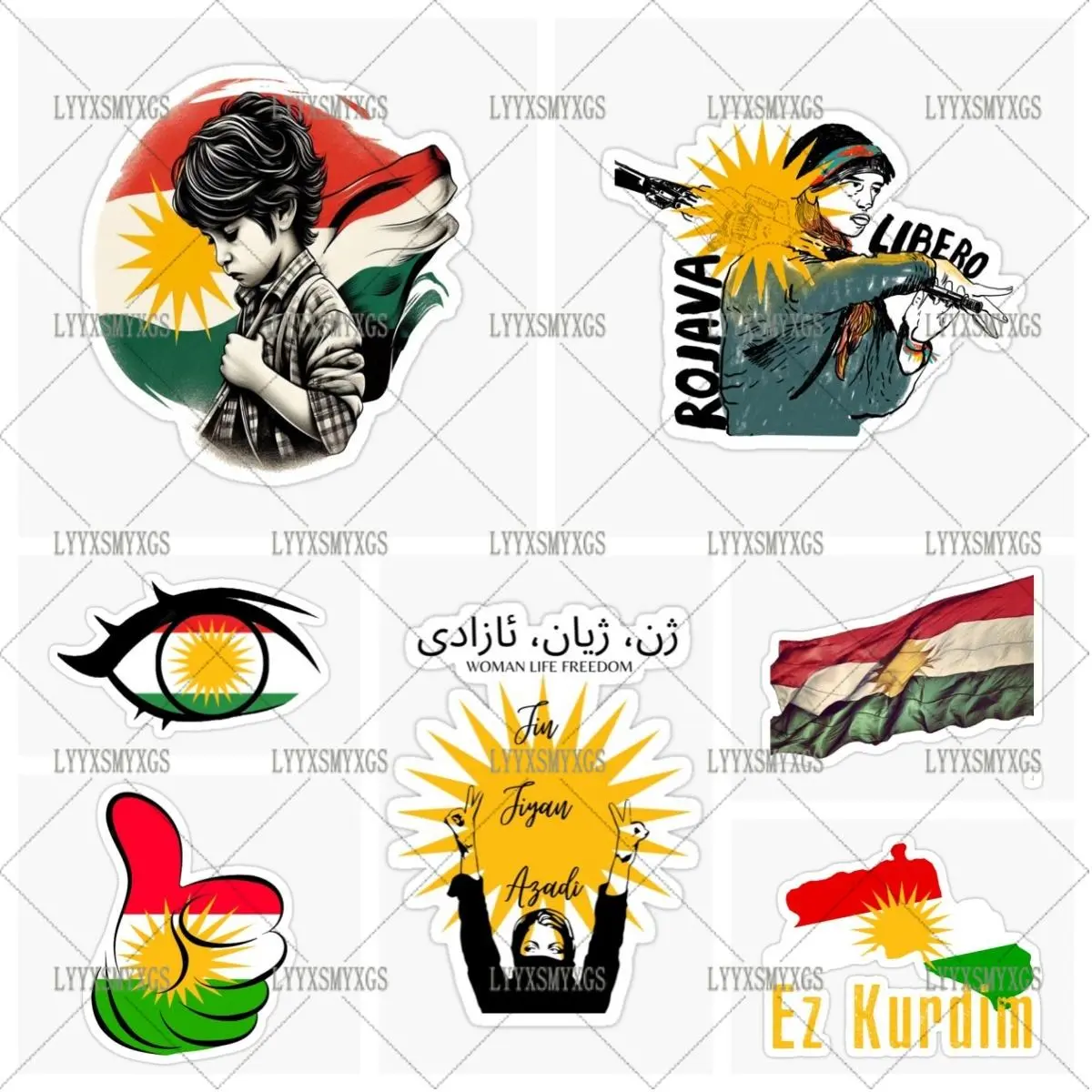 Self-Adhesive Custom KURDISTAN Flag Car Stickers Waterproof Sunscreen Vinyl Decal PVC  Car Accessories