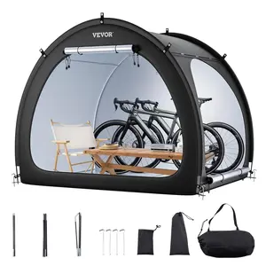 【fathersdaygift】VEVOR Bike Storage Tent 4 to 5 BikesOutdoor Spacious Bike Storage Tent with Ventilated WindowWaterproof Fan-Shaped Bike Tent with High Strength Fiberglass & Double DoorFit for Bicycle