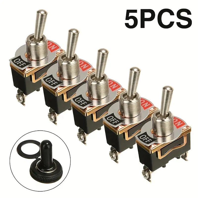 5pcs Heavy Duty Car Boat Rocker Toggle Switch, 15A 250V 2Pin SPST ON/OFF Rocker Switches, With Boot Spst Rocker Switch