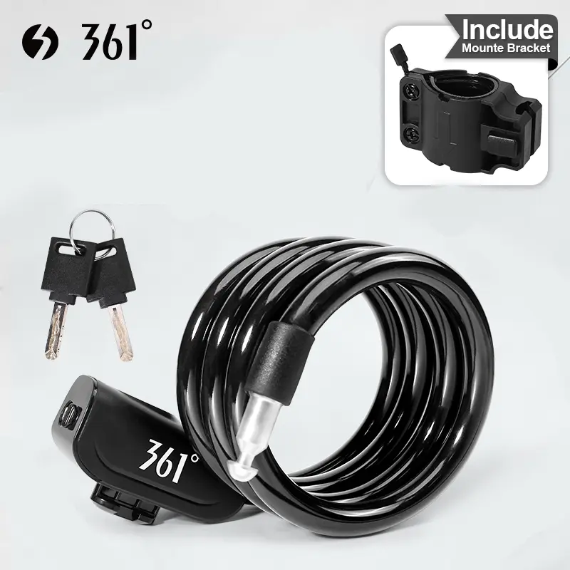 361° Steel Cable Bike Lock with Key - Durable ABS Shell, 2 Keys, Convenient Mounting Bracket, 1.2m Length, 346g Weight, Easy Installation for MTB, Road Bikes, Cycling Accessories, Functional Lock, Mtb Compatible