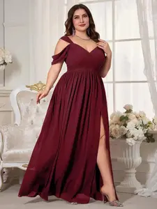 Elegant Chic Dress, High Slit Bridesmaid Gown, Pure Color Flowy A-Line, Weddings Breathable Flowing A Line Comfortable Cute Soft Lightweight Durable, Stylish, Flattering, Smooth, Casual