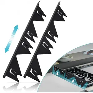 Stainless Steel Stove Gap Covers 2 Pack Adjustable Length 13.8 to 27.5 Inch Easy Clean Heat Resistant Stove Gap Filler Guard for Kitchen Oven Counter Side Gap Range Trim Kit