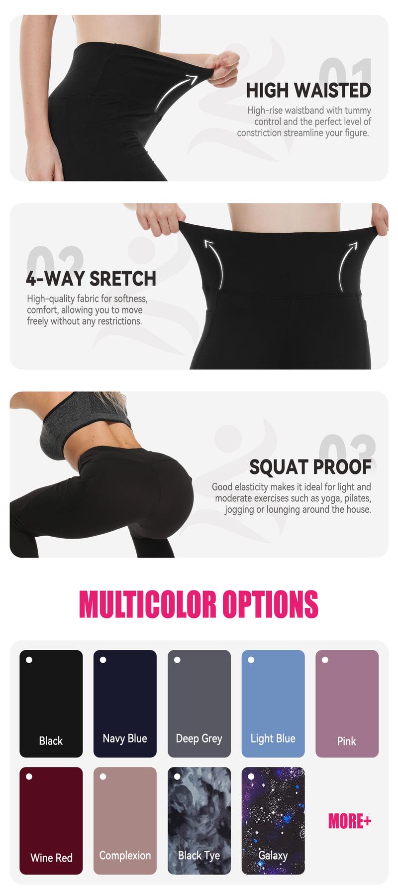 SHOWITTY Women's High Waisted Tummy Control 1/3 Pack Leggings with Pockets – Non See-through Stretchy Yoga Pants for Workout #Halloween #outdoorfun