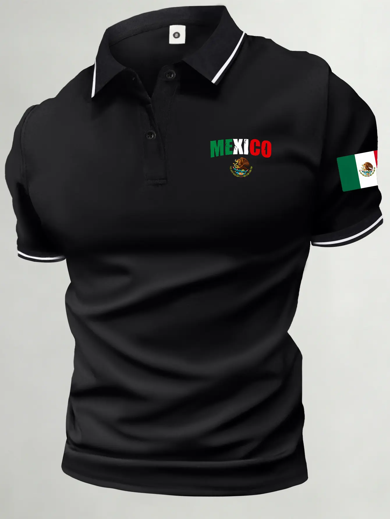 Men’s summer cotton short-sleeve polo shirt with Mexico flag theme, Mexico flag print, classic retro style, lightweight and versatile sports casual outdoor fashion golf apparel, trendy black short-sleeve design—an ideal gift for men or a brother. Men’s summer cotton short-sleeve polo shirt with Mexico flag theme, Mexico flag print, classic retro style, lightweight and versatile sports casual outdoor fashion golf apparel, trendy black short-sleeve design—an ideal gift for men or a brother.
