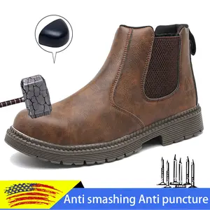 Spring and Autumn Annals New Fashion Men's Safety Work Boots safetrek Steel Toe Shoes Anti Impact And Anti-Puncture Outdoor Adventure Hiking Water resistant slip and oil resistant Outdoor work Boots