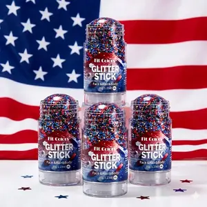Buy 1 get 3 free! 4th of July Glitter Stick, 2026 New Red White Blue Body Hair Sparkle for Independence Day, Upgrade Sparkle Patriotic Pride Chunky Glitter 4th of July Accessories