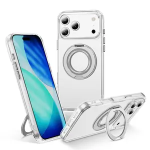 Full Protective iPhone 17/ 17Plus/ 17Pro/ 17ProMax Case w/ Magnetic Rotatable Ring Stand- Soft Flex, Anti-Drop/Fingerprint -360 shockproof