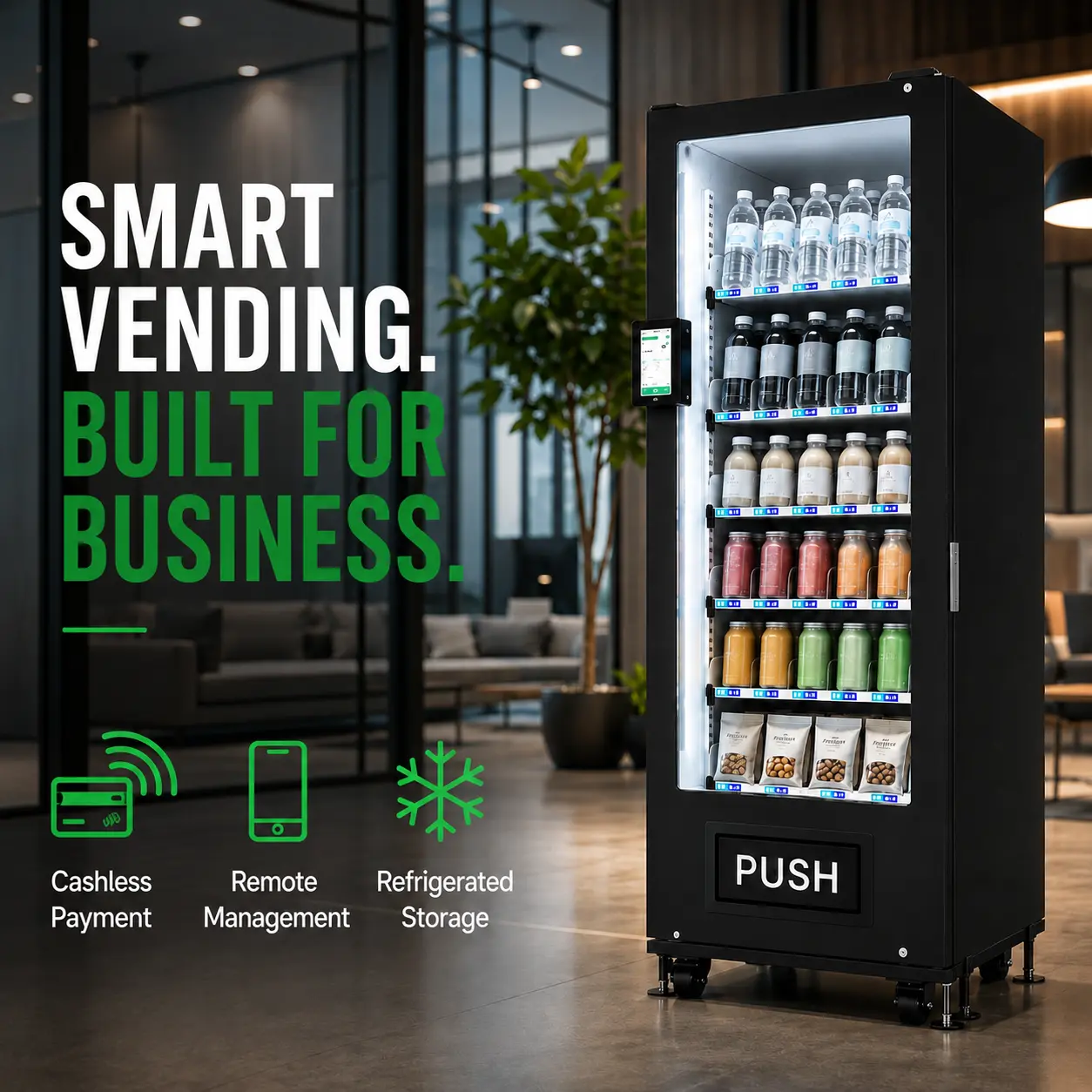 Commercial Vending Machine with Cashless Payment & AI Smart Inventory | Snack & Beverage Vending Machine for Business, Office, Gym & Hotel