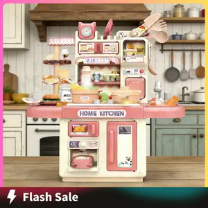 Kids Kitchen Play Set,Interactive Kids KitchenPlayset with Pretend Kitchen FoodToys Cooking Stove Steam,Play Sink for BoysGirls Toddlers Aged 3-5 Years