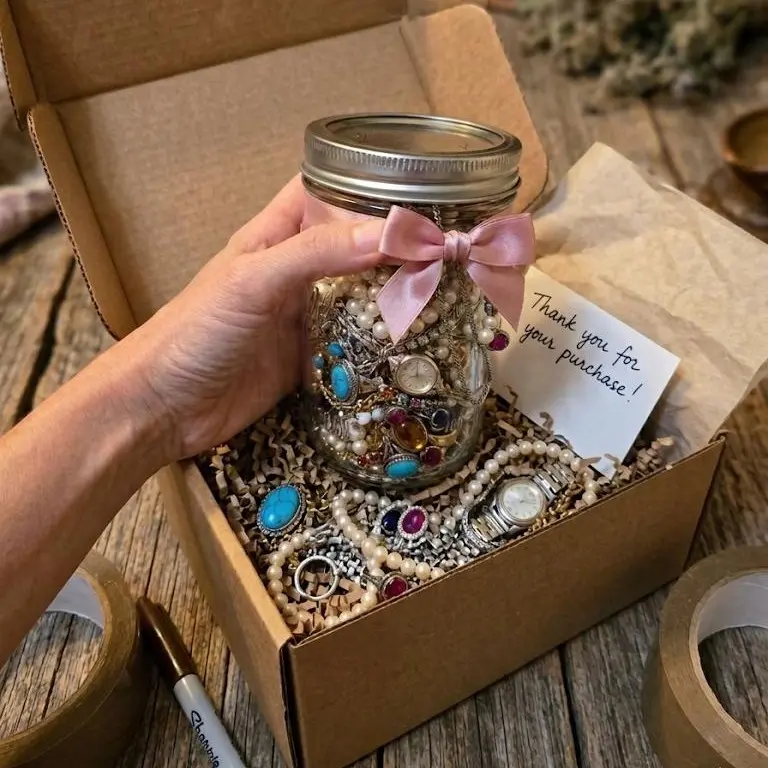 Fashion Costume Jewelry Jar Collection - 30 Pieces of 16 oz Alloy-Plastic Assorted Stainless Steel Necklaces, Rings, Earrings, Bracelets & Beads - Ideal Gift for Jewelry Lovers