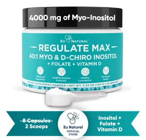 Eu Natural Regulate MAX – Myo Inositol & D-Chiro Inositol Powder - Hormonal Balance & PCOS Nutritional Support (with Vitamin D boost)