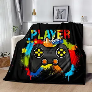 Game Controller Pattern Blanket, 1/2 Counts Soft Comfortable Throw Blanket, Warm Napping Blanket for Home Office Travel Camping
