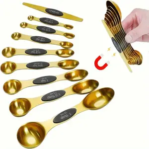 Magnetic Measuring Spoons Set Stainless Steel with Leveler Stackable Metal Tablespoon Measure Spoon for Baking Measuring Cups and Spoon Set Kitchen Gadgets Apartment Essentials Fits in Spice Jars with Magnets