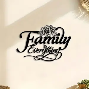 Family Is Everything Letter with Flower Pattern Wall Art, Metal Wall Decor, Wall Hanging Decor for Home Living Room Bedroom, Modern Home Decor, Ornaments