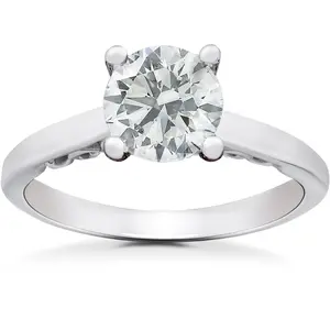 1 ct Diamond Round Solitaire Engagement Ring 14k White Gold Lab Grown