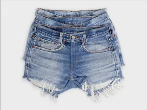 Low-Rise Upcycled Denim Shorts