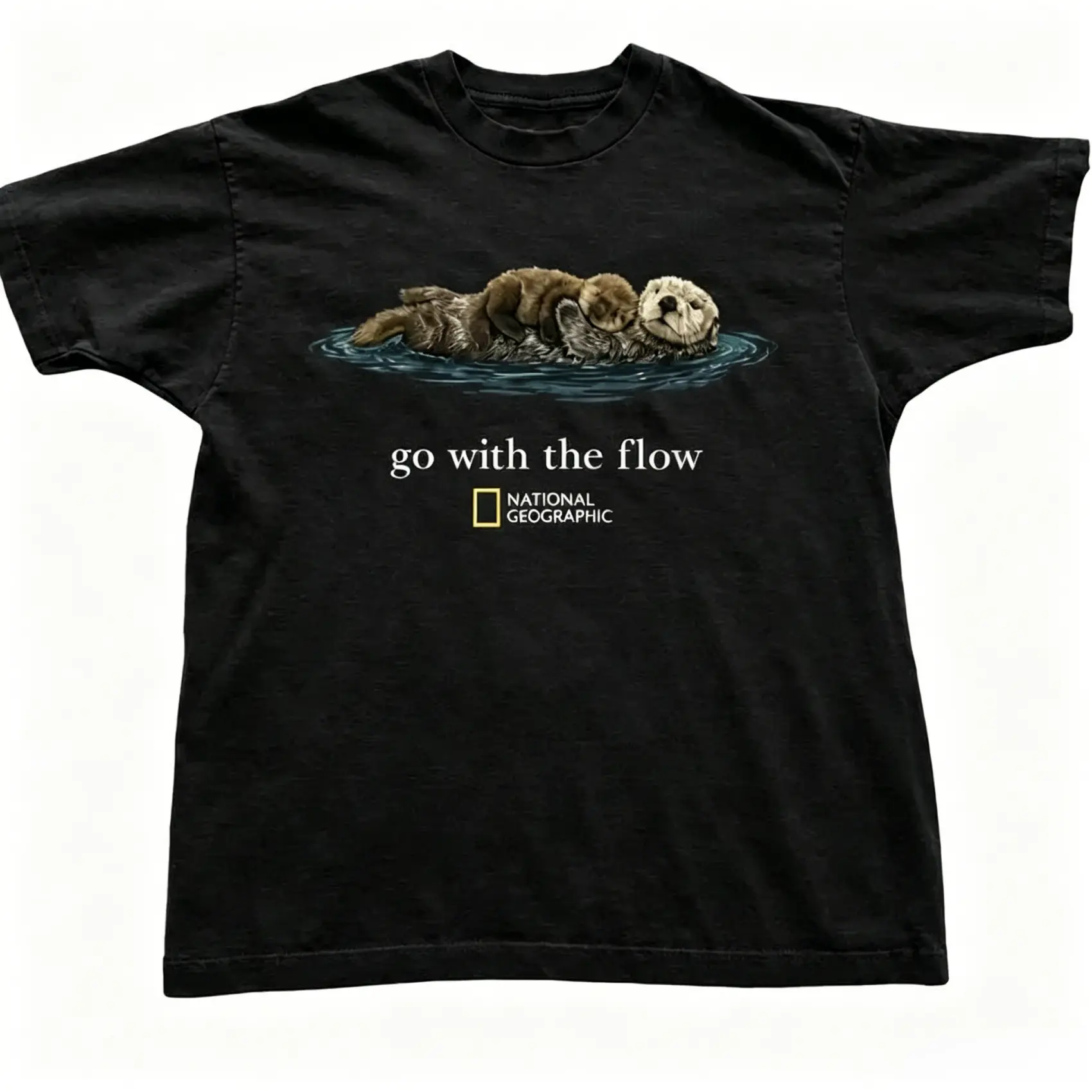[Sale off up to 50%25] Otter Go With The Flow Graphic T-Shirt Unisex Vintage Style Animal Lover Gift Cute Sea Otter Tee Nature Inspired Shirt angel wings cut girl cherry shirt