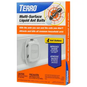 Indoor Liquid Ant Baits with Adhesive Strips for Discreet Baiting - TERRO Ant Trap and Bait Station - 4 Pack - T334B