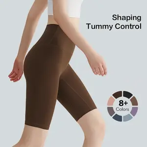 SLIMWEST High Waisted Tummy Control Shaping Training Biker Shorts for Women, Athletic Shorts ,Summer 2025 Running Shorts, Gym Outfit SMulti Color Stretch Tight Slim Fitness Bicycle Knee Length Shorts