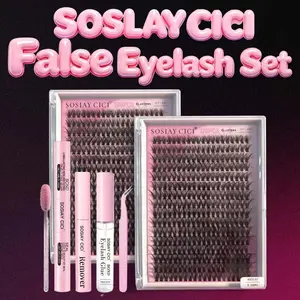 DlY Eyelash Extension Kit Summer Style 320 Pcs 40D Curl Clusters Individual False Eyelashes, Mixed 9-1ómm, with Lash Bond & Seal, Tweezers, Remover, Clear Glue, Eye Makeup Enhancement Products, DlY Lash Extensions at Home, New Year's Day Gift Cosmetic